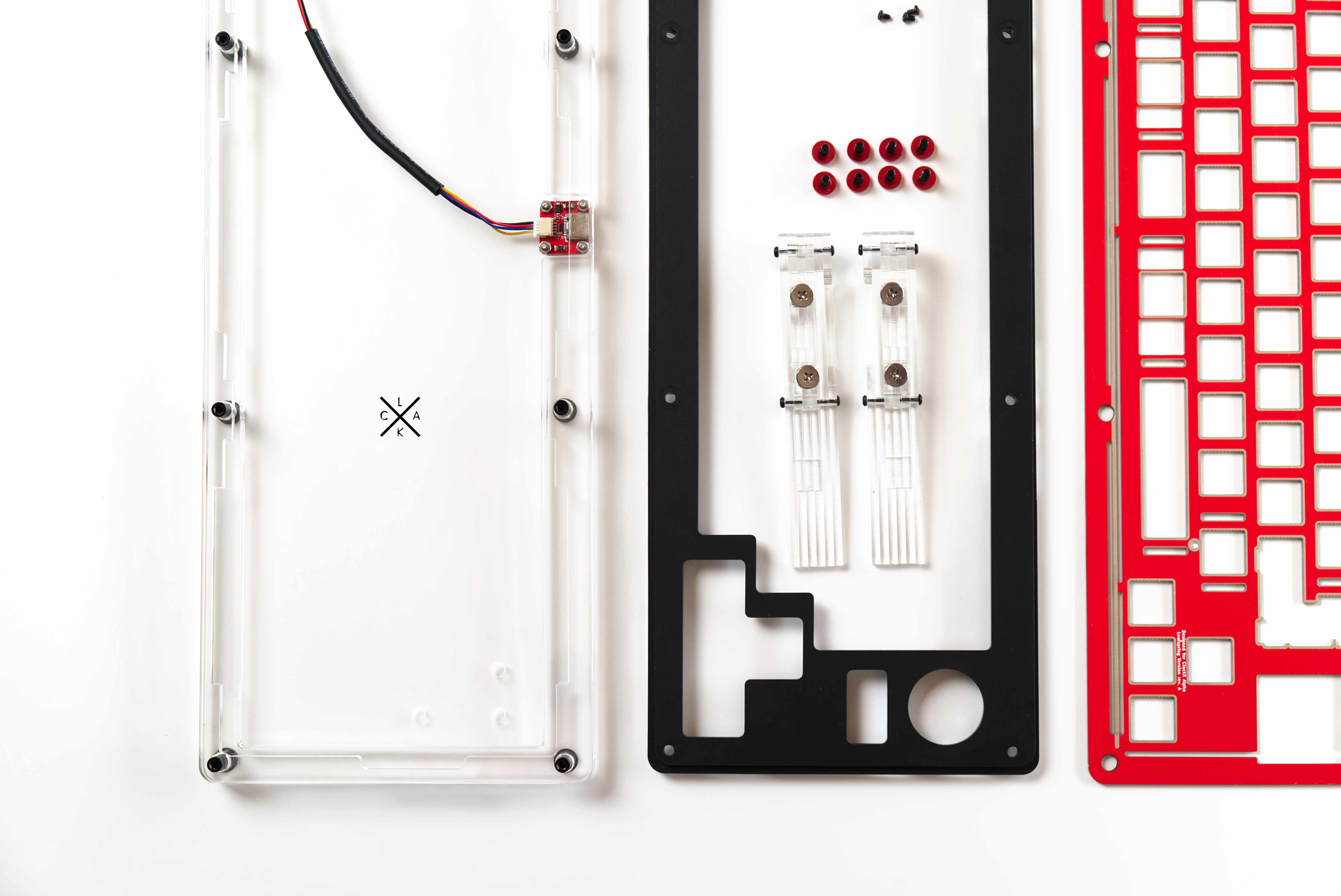 Another view of the parts from the keyboard kit
